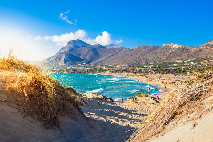 Blick auf den Falassarna Strand auf Kreta